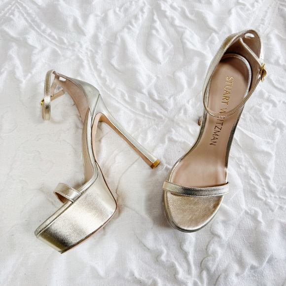 Stuart Weitzman Nudistcurve Hollywood Ankle-Strap Platform Sandals Size 8.5 - Picture 6 of 9